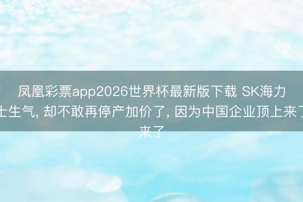 凤凰彩票app2026世界杯最新版下载 SK海力士生气, 却不敢再停产加价了, 因为中国企业顶上来了