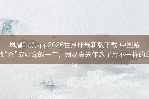 凤凰彩票app2026世界杯最新版下载 中国游戏“杀”成红海的一年，网易真去作念了片不一样的海