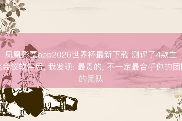 凤凰彩票app2026世界杯最新下载 测评了4款主流会议软件后， 我发现: 最贵的， 不一定最合乎你的团队