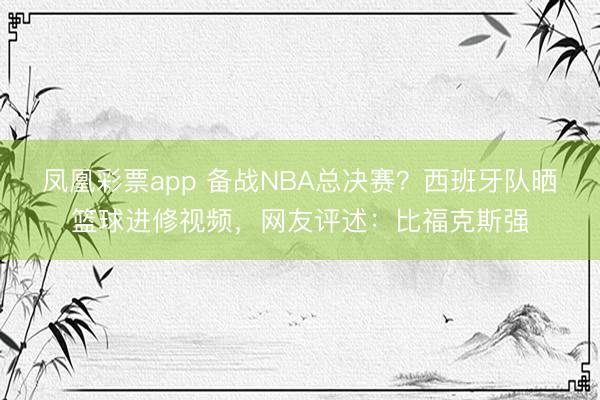 凤凰彩票app 备战NBA总决赛?西班牙队晒篮球进修视频,网友评述:比福克斯强