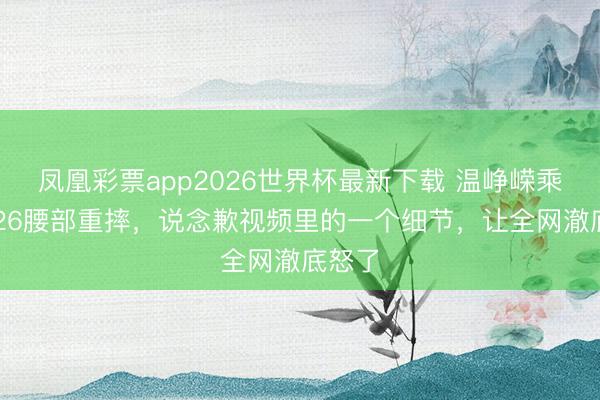 凤凰彩票app2026世界杯最新下载 温峥嵘乘风2026腰部重摔,说念歉视频里的一个细节,让全网澈底怒了