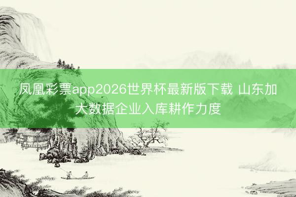 凤凰彩票app2026世界杯最新版下载 山东加大数据企业入库耕作力度