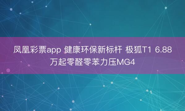 凤凰彩票app 健康环保新标杆 极狐T1 6.88万起零醛零苯力压MG4