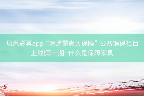 凤凰彩票app “清透露爽买保障” 公益消保栏目上线|第一期: 什么是保障家具